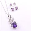 Set of necklace + earrings and amethyst-toned CZ rivoli